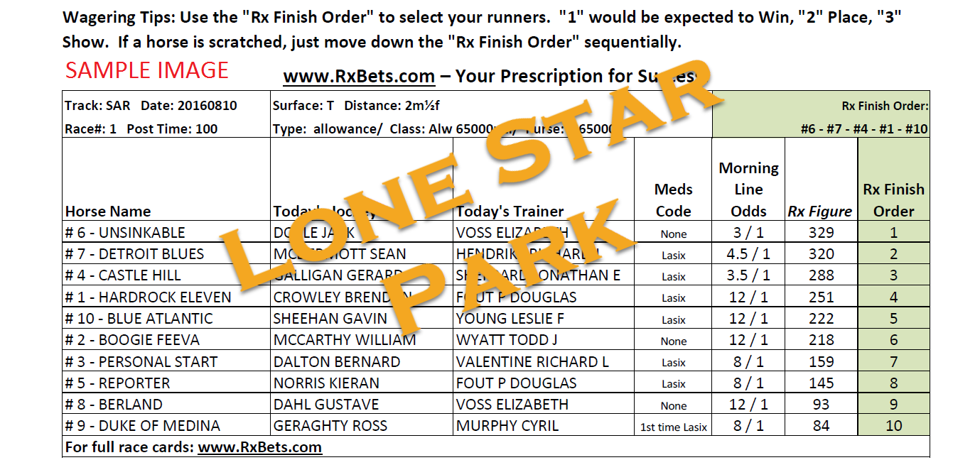 10/16/25 - Lone Star Park - Daily Selection Report