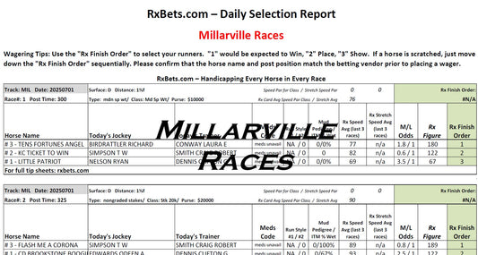 07/01/26 - Millarville Races - Daily Selection Report