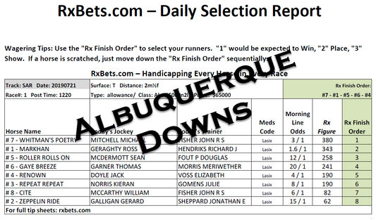 09/14/25 - Albuquerque Downs - Daily Selection Report