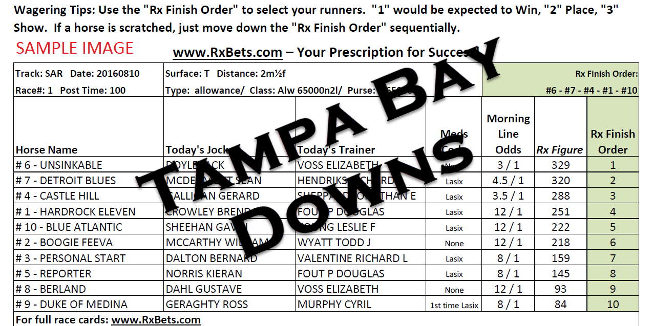 01/31/26 - Tampa Bay Downs - Daily Selection Report